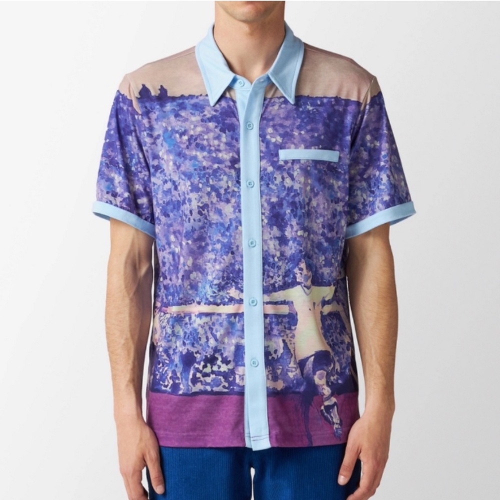 NWT Kidsuper SS23 Golaso Short Sleeve Button Up Shirt, Size XL